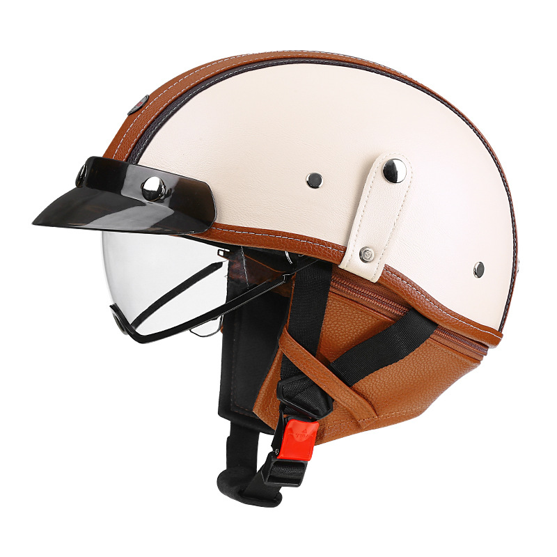 Factory wholesale 3C certification retro motorcycle helmet men and women summer four seasons motorcycle half helmet electric car helmet scoop helmet