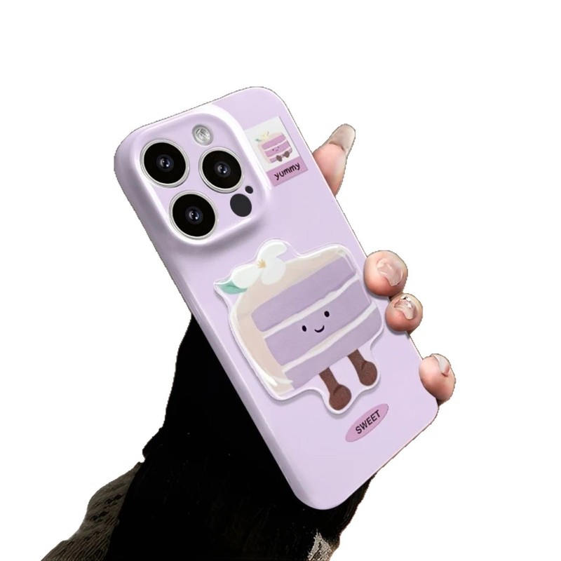 立体紫色蛋糕挂绳适用苹果16华为oppo小米vivo荣耀iPhone15手机壳|undefined
