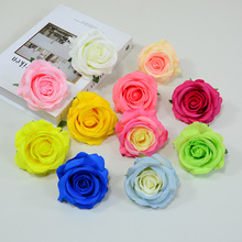 仿真玫瑰花朵苞芯玫瑰花头绢布花头批发婚礼背景花墙装饰花蓝插花