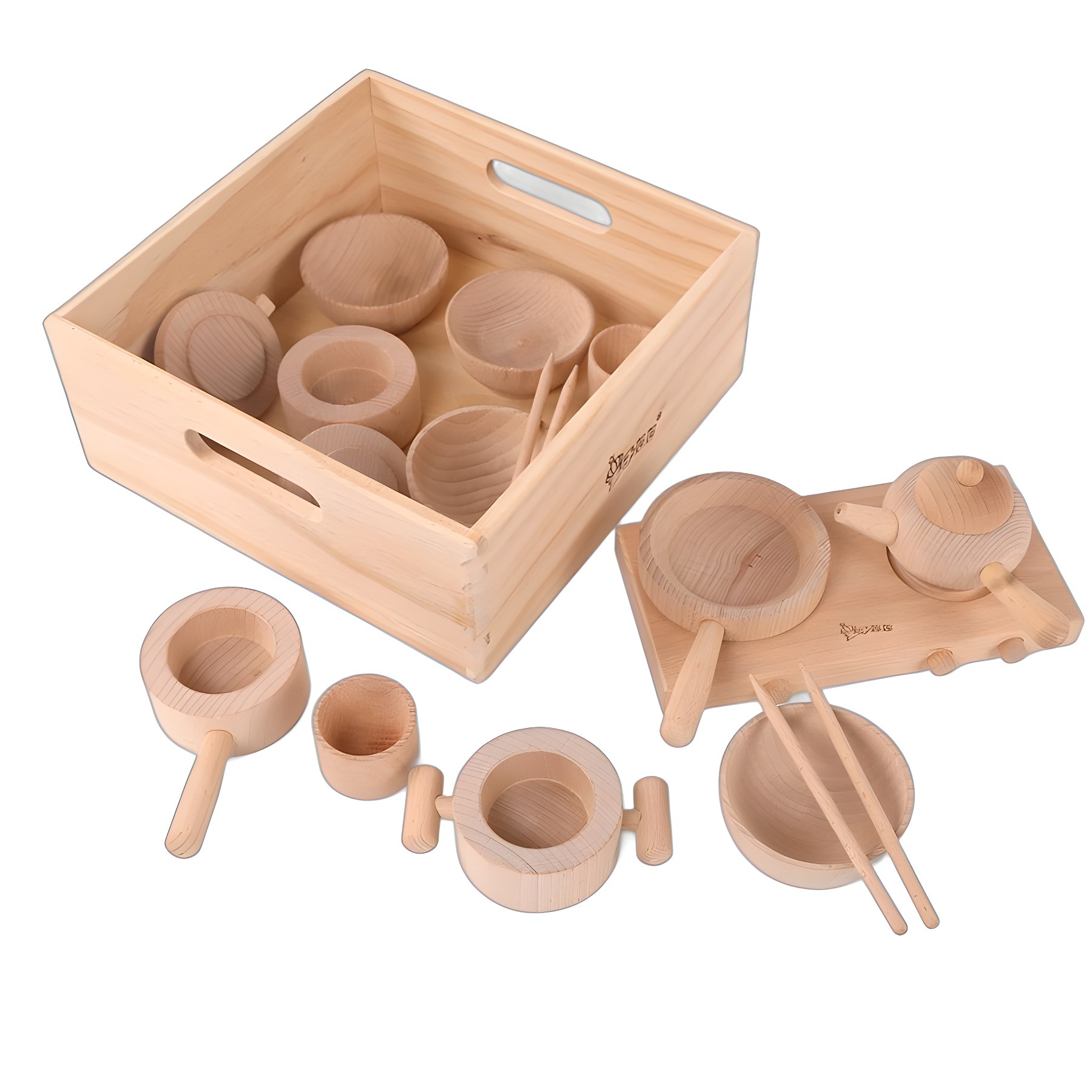 Regalos de cumpleaños para niños de madera de haya ecológica original sin laca cubiertos de cocina simulación juguetes de jardín de infantes