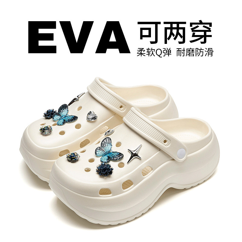 Fashionable Butterfly Hole Shoes for Women, Outdoor Sandals, Slip-On Beach Shoes, Home Slippers, Women's Closed-Toe Slippers Fashionable Butterfly Hole Shoes for Women, Outdoor Sandals, Slip-On Beach Shoes, Home Slippers, Women's Closed-Toe Slippers