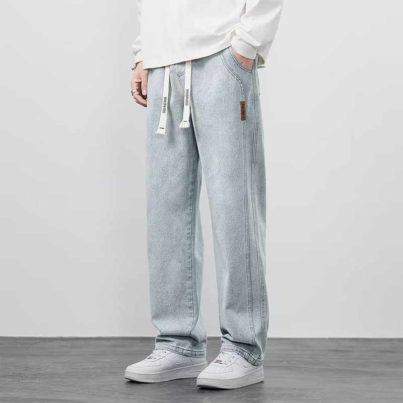 Vintage jeans para hombre 2024 otoño e invierno nuevo estilo recto marea marca de pierna ancha americana calle alta salvaje pantalones casuales