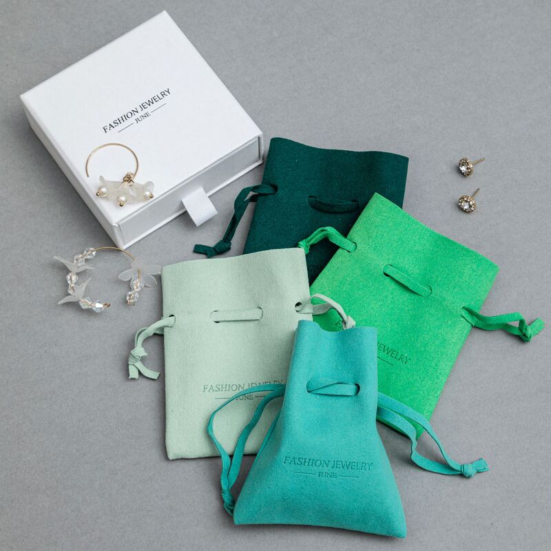 Thickened quality flannel drawstring pocket custom jewelry drawstring packaging bag pink microfiber suede bag printed logo