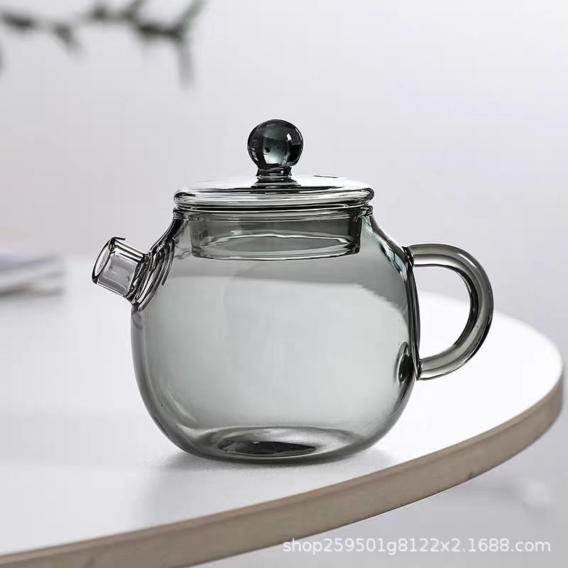 玻璃小壶小巨轮养生泡茶壶耐热玻璃带盖迷你小茶壶功夫透明手抓壶