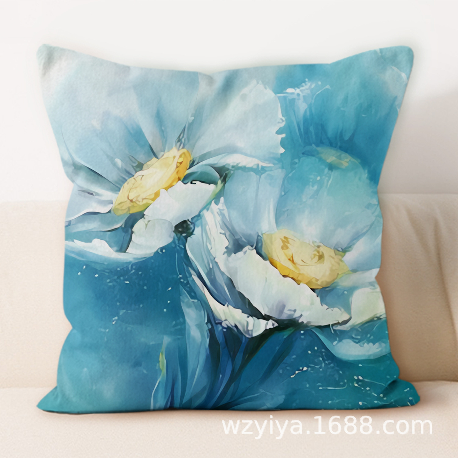 Arte complejo flores plantas verdes funda de almohada sala de estar sofá cojín de coche transfronterizo