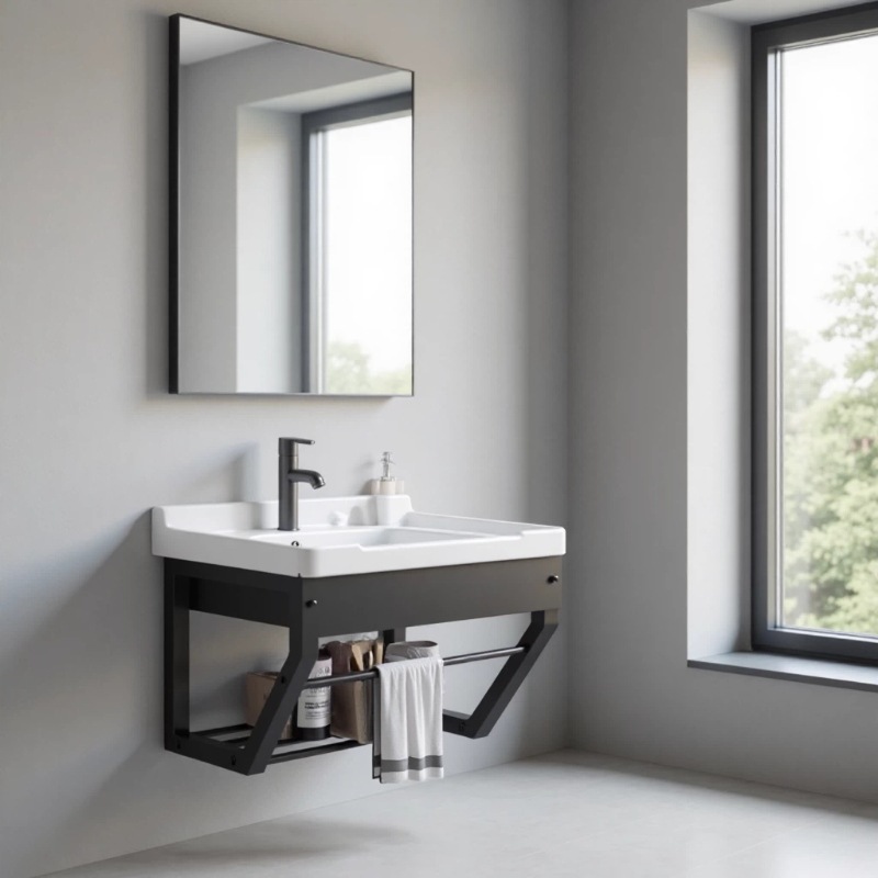 Integrated Cabinet Wall-Mounted Sink Hanging Wall-Mounted Small Household Cabinet Simple Washbasin Bracket Ceramic Washbasin