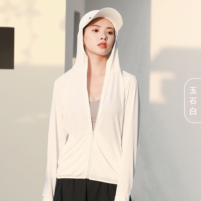 Verano nuevo abrigo de protección solar con capucha delgada ropa de protección solar al aire libre de manga larga jacquard transpirable secado rápido ropa de protección solar