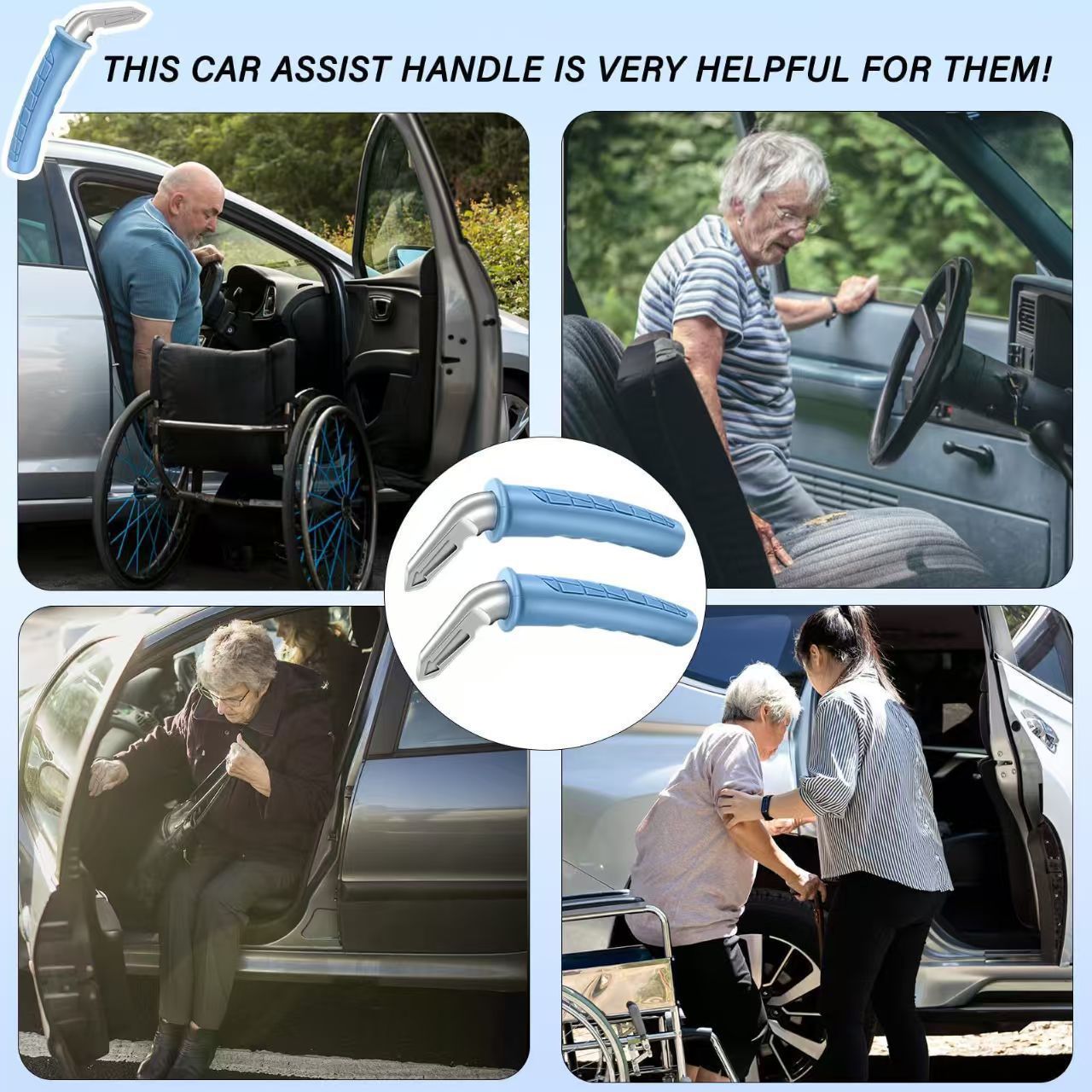 Car Handle Assist Device for Elderly, Portable Vehicle Support Handle, Safety Grab Bar, Hammer Tool