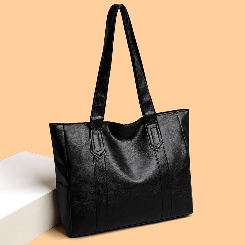 Bolso grande de textura de cuero suave, nuevo estilo, bolso de hombro sencillo e informal, gran capacidad, bolso retro para ir al trabajo, lujo ligero.