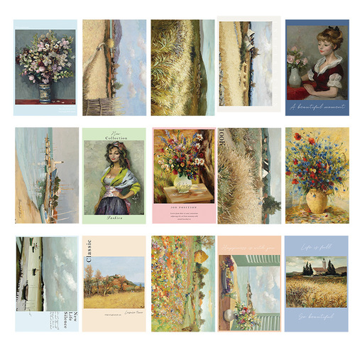 INS Nordic Style Decorative Card Wall Room Postcard Frame Picture Wall Sticker Decor Card Art Famous Painter