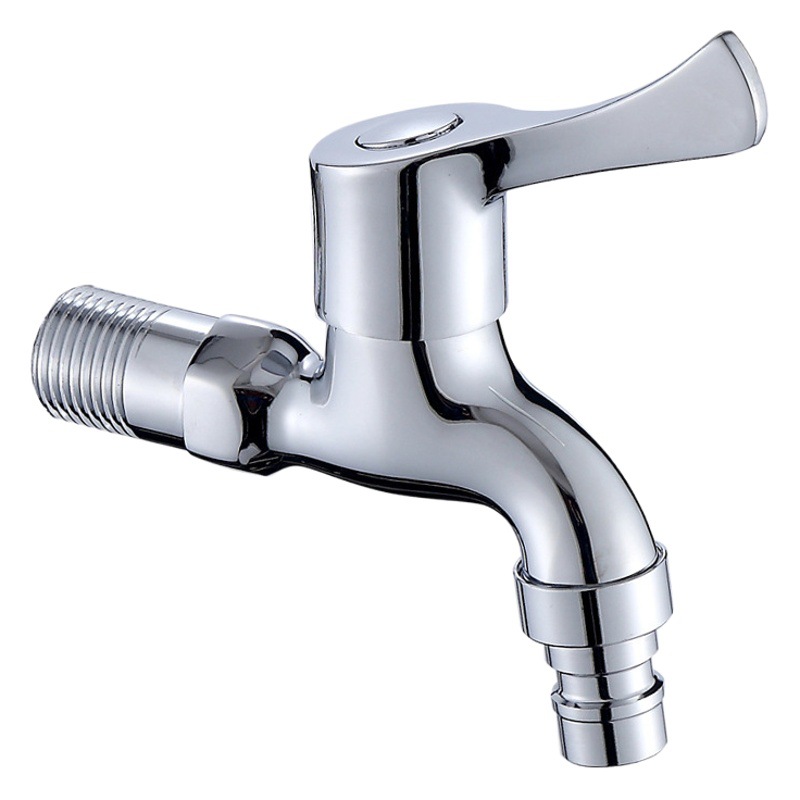 Cobre engrosada lavadora grifo doble abierto uno en dos 4 puntos a prueba de fugas de agua parada de la boquilla balcón rápido abierto automático image 1