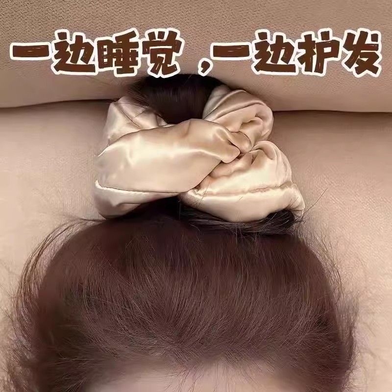 almohada para dormir anillo de cabello de intestino grueso para mujeres sensación de alta calidad simple sólido para dormir cabello de cabello de gran tamaño bola cabeza cabello adornamiento