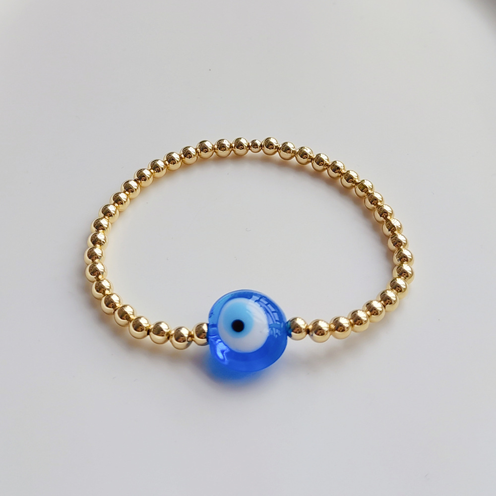 Glass, Copper Material Devil'S Eye Pattern Women'S Gender Plating Design Retro Devil's Eye Glass Copper Plating 18k Gold Plated Bracelets