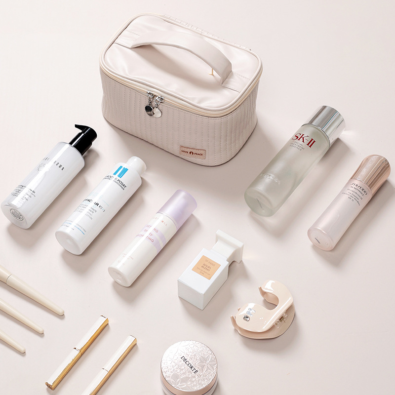 Bolsa de cosméticos PU impermeable gran capacidad organizador maquillaje portátil nueva moda
