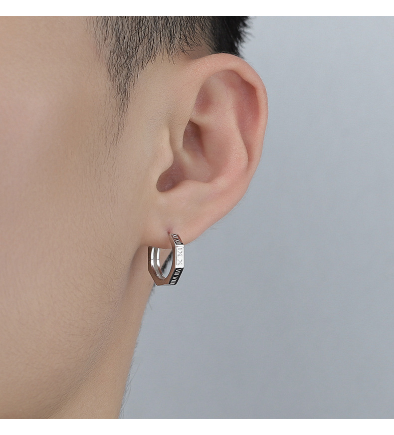 2g Weight 925 Sterling Silver Ear Needle Material Hoop Earrings Classification 1 Pair Quantity Casual, Daily Occasion 1 Pair 925 Sterling Silver Roman Numeral Hoop Earrings