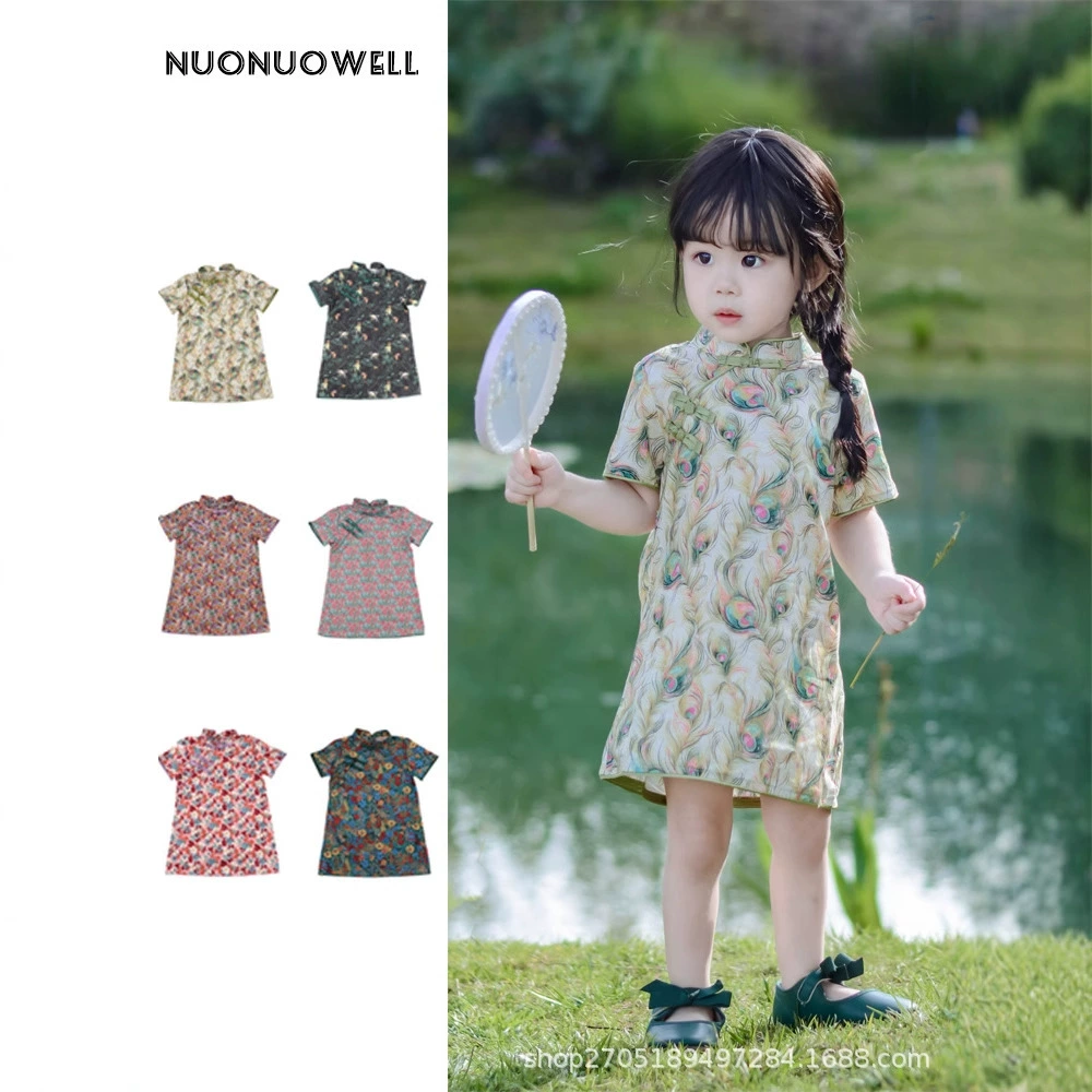 Тонкое платье Cheongsam для девочек Детское детское китайское платье