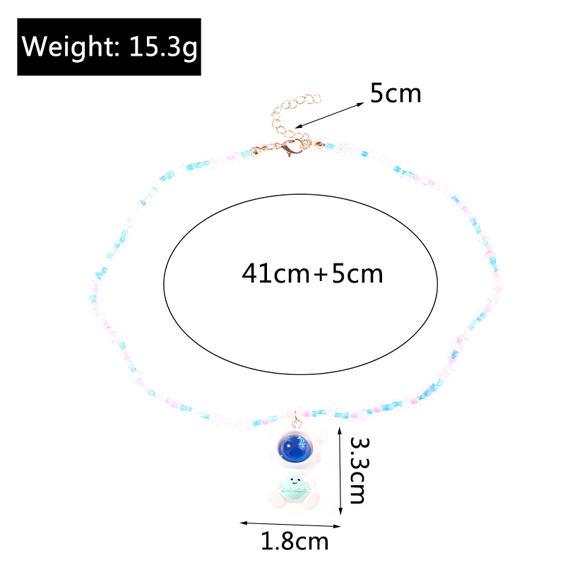 new cartoon beaded cute astronaut pendant necklace