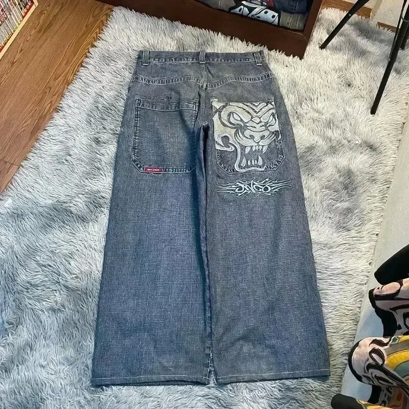 国境を越えた電気商のゆるいジーンズ男性のレトロなプリントヒップホップゴシックの街頭服の原宿男性カジュアルパンツ