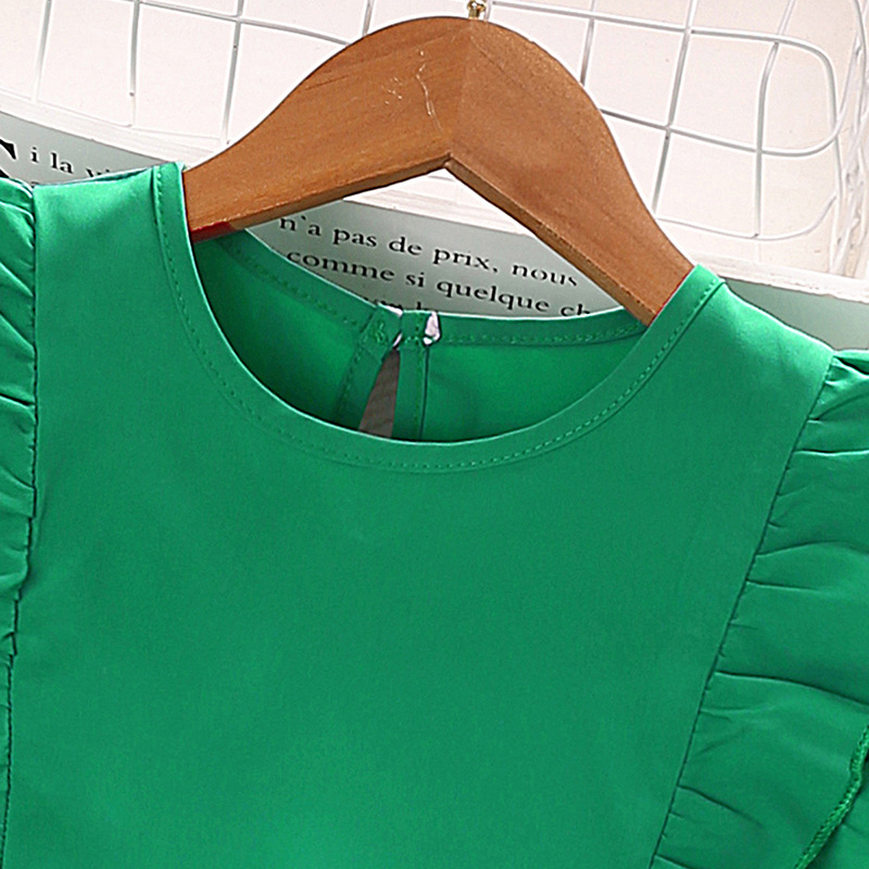 XUANMU 3-14Y Mode Sommer Mädchen Kleidung Set Grün Volle Druck Blume Ärmelloses Shirt + Kurze hosen 2Pcs Anzug Outfit Für kinder X025A_voghion.com