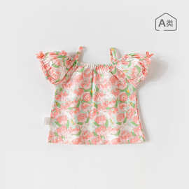 婴儿衣服休闲夏装女童宝宝碎花短袖T恤夏季半袖上衣儿童童装