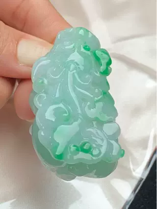 直播货源天然翡翠A货 种水好玉质细腻带色貔貅翡翠吊坠珠宝饰品