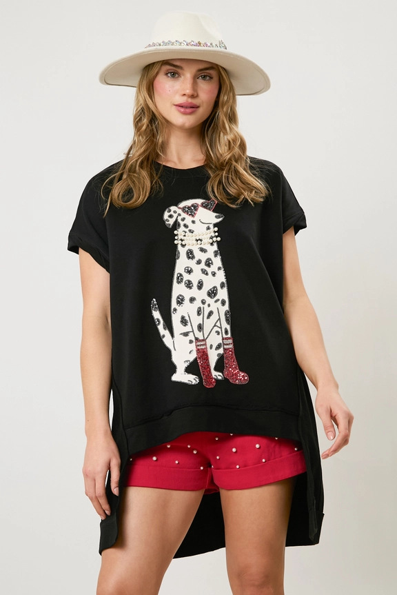 Femmes T-Shirt Manche Courte T-shirts Paillettes Style Simple Chien display picture 7