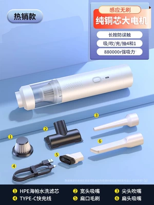 Car vacuum cleaner car Tozsoranlar - white-graphene-carbon-brush-type-fast-charging-suction-and-blowing-charging-and-pumping-4-in-1