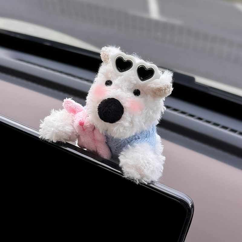 Decoración de coche de West Highland, accesorios de coche, pantalla de control central, muñeca de fiesta, pantalla de visualización de cachorro, linda decoración de pantalla