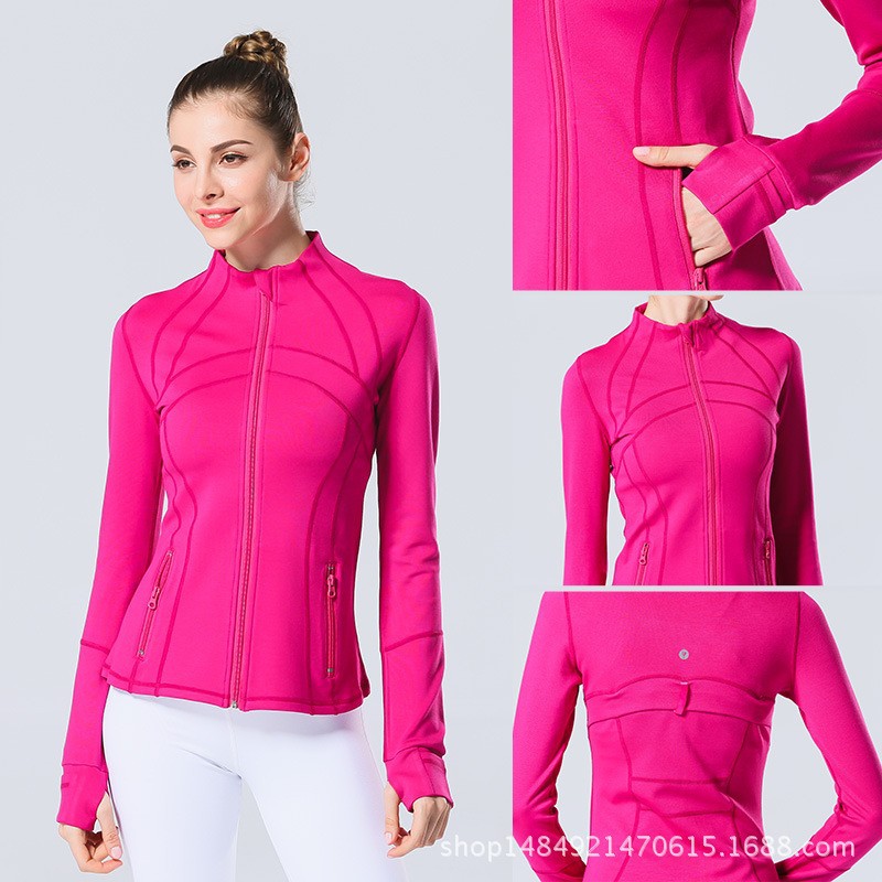 Rose red stand-up collar jacket