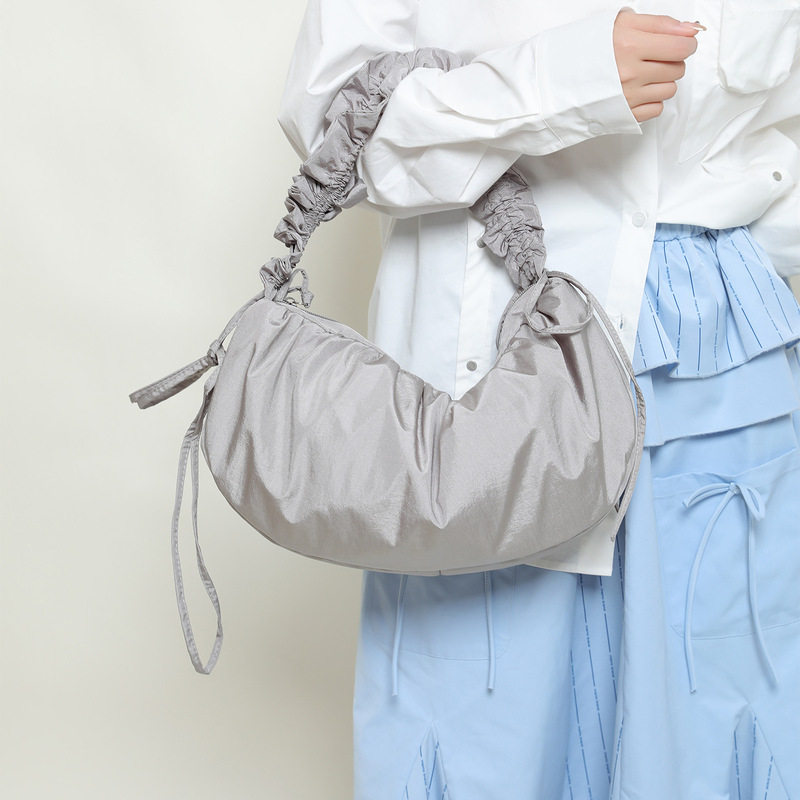 South Korea Ruffle mercerized cloud bag Niche Designer Underarm Shoulder Bag Large Capacity Dumpling Bag Nylon Crossbody Bag