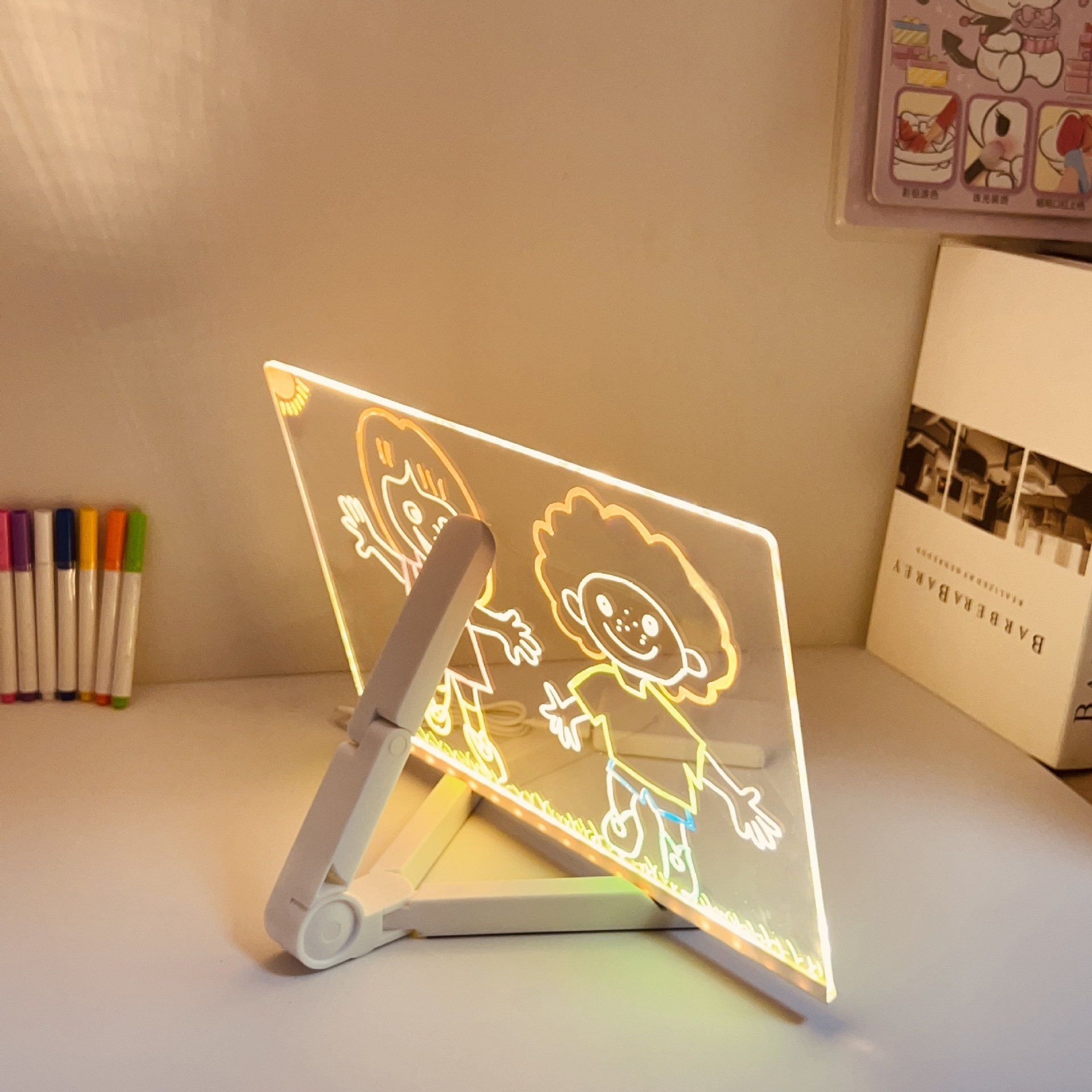 Tablero de dibujo luminoso de bricolaje para niños, tablero de escritura transparente, graffiti de escritura a mano, tablero de presentación LED, tablero de dibujo borrable, regalo del día del niño