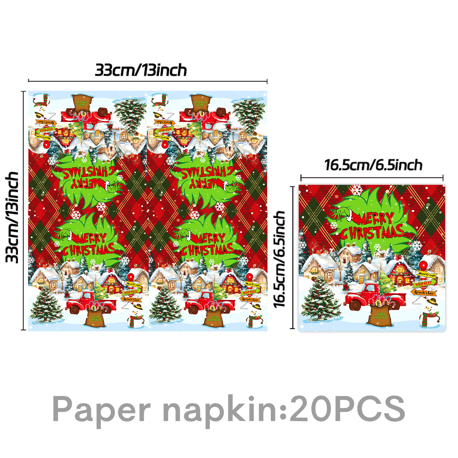 Nuevo tema transfronterizo de Navidad Grinch cubiertos de fiesta de cumpleaños bandeja de papel desechable toallas de mesa decoración banner