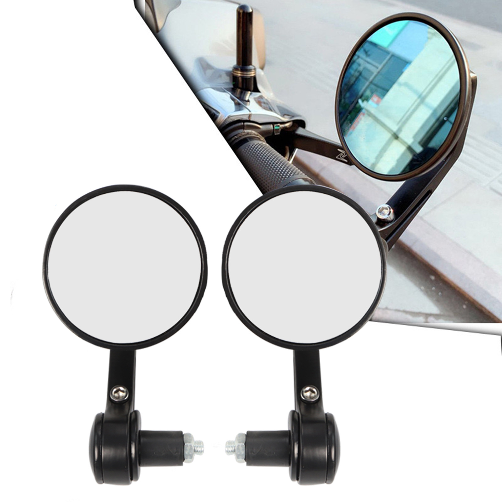 Motorcycle rearview mirror 7/8 modified rearview mirror moped handlebar mirror 22mm all aluminum round handlebar mirror