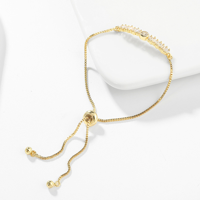 Creative copper inlaid zircon real gold electroplating pull bracelet