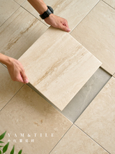 300x300中古风米白洞石莱姆石瓷砖卫生间民宿酒店商铺庭院地砖