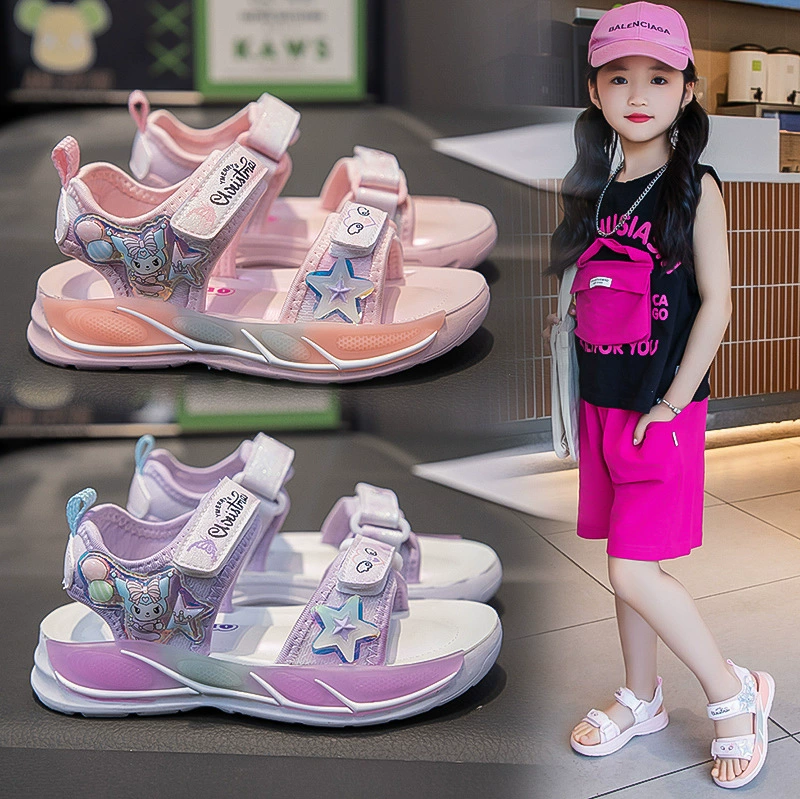 Детские сандалии для девочек Пляжная обувь Летняя новая сетка красная девушка обувь принцессы нескользящая мягкая подошва детские спортивные сандалии
