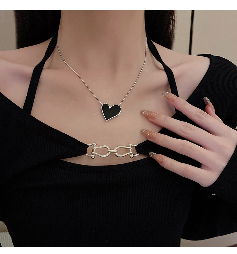 Fashion Heart Shape Titanium Steel Plating Necklace 1 Piece