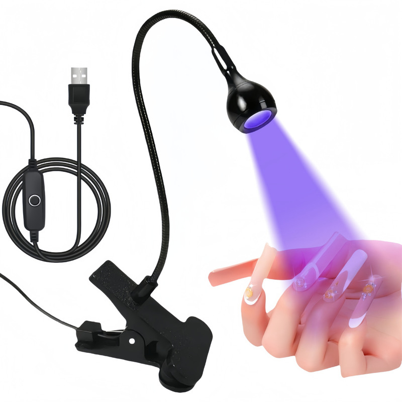 Gooseneck Manicure Lamp USB Clip 395 Phototherapy Lamp Nail Polish Uv Glue Curing Baking Lamp Purple Light Manicure Lamp