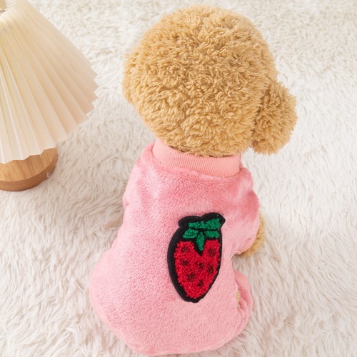 Dog Clothes Winter Fleece Cat Cartoon Fruit Four Paws Clothes Homecoming Clothes Teddy Bichon Pet Fashion Wholesale