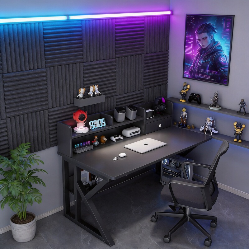 Modern E-sports Computer Desk Desktop Home Gaming Desk with Storage Bookshelf Bedroom Office Desk Internet Cafe Table and Chair Modern E-sports Computer Desk Desktop Home Gaming Desk with Storage Bookshelf Bedroom Office Desk Internet Cafe Table and Chair