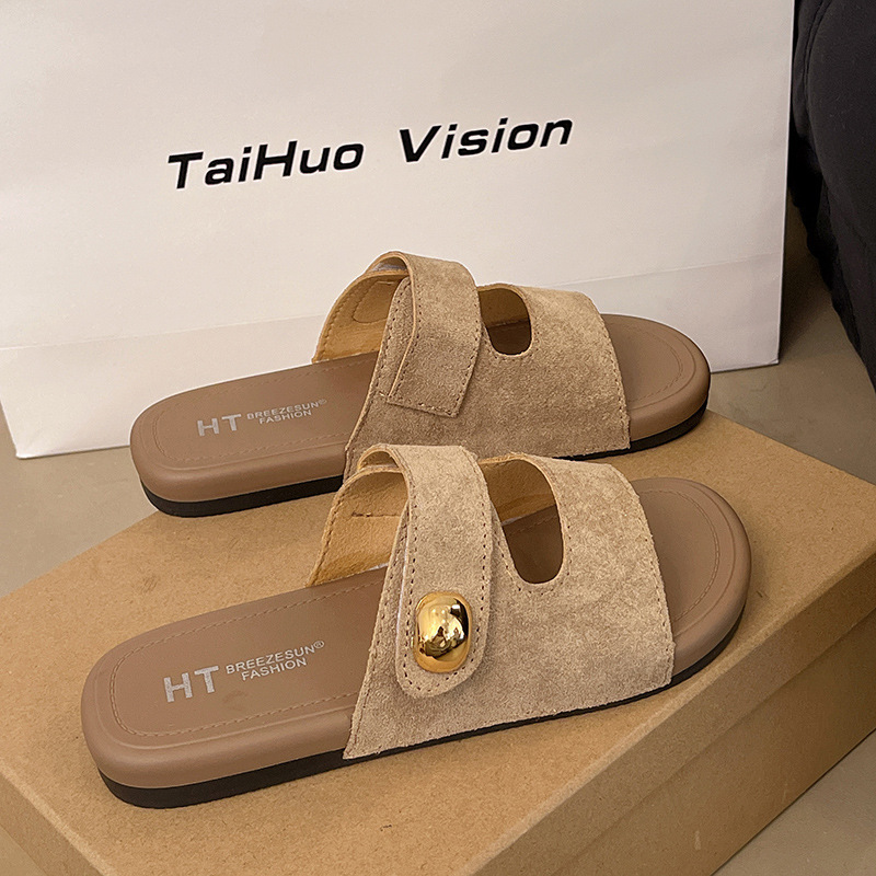 French Birkenstock Half Slippers for Women 2025 Cross-Border Hot Style Summer Outer Wear Fashionable Small Golden Bean Lazy Slip-On Sandals French Birkenstock Half Slippers for Women 2025 Cross-Border Hot Style Summer Outer Wear Fashionable Small Golden Bean Lazy Slip-On Sandals