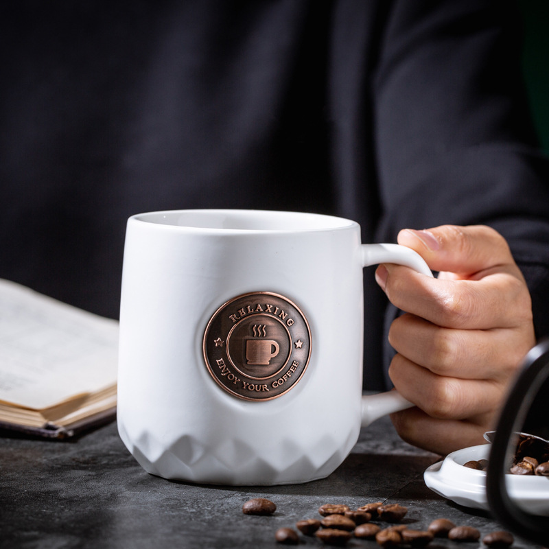 Taza de bronce original, taza de cerámica, taza de café, juego de caja de regalo, taza de agua, LOGO impreso