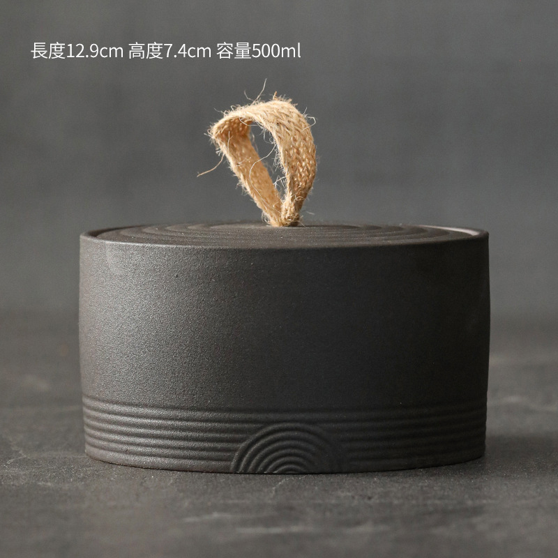 Tarro de té de gres hecho a mano de estilo japonés creativo mango de cuerda de cáñamo Almacenamiento de cerámica productos secos tarro sellado tarro de envasado de té
