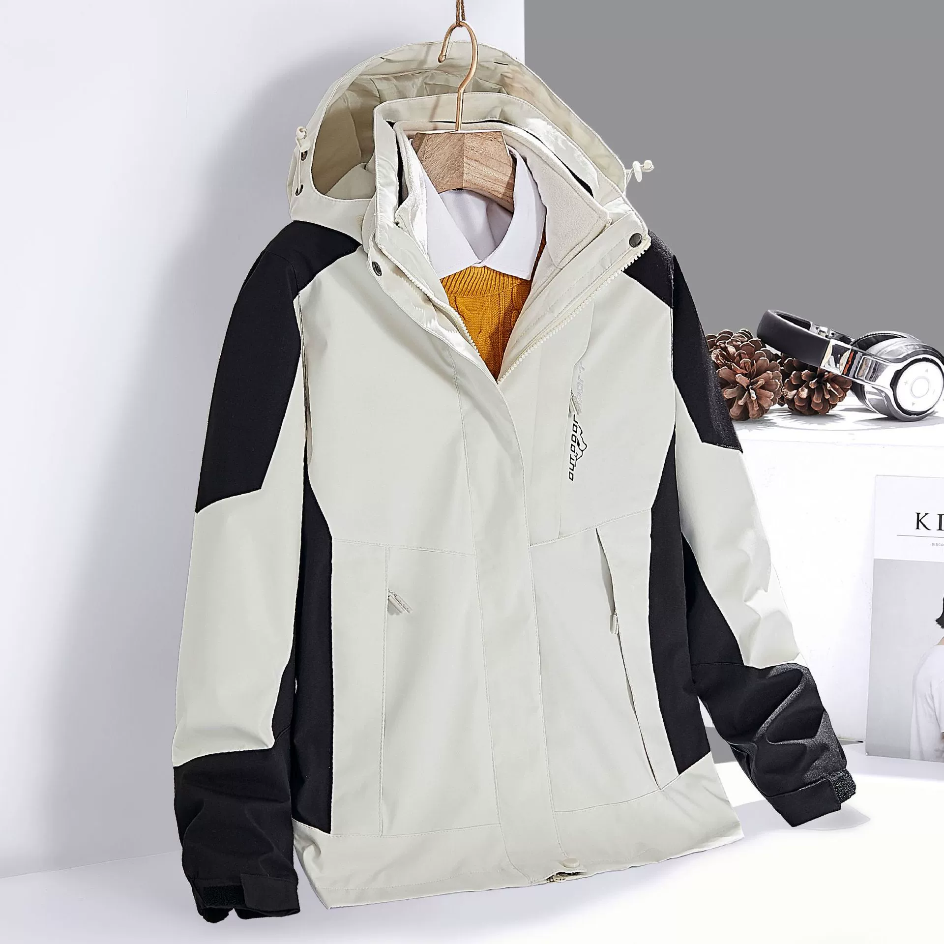 [Один из волос] Осень и зима, два комплекта, три в одном, куртка на открытом воздухе, ветрозащитная и водонепроницаемая куртка