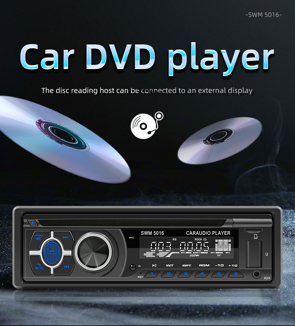 12V Single Ingot Car CD VCD DVD MP3 Player Smart Bluetooth Multimedia Card FM Radio