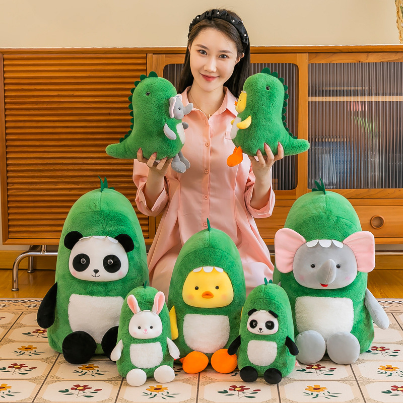 Juguetes de dinosaurios de transformación lindo muñeca agarradora muñeca pacificadora muñeca juguetes para niños al por mayor regalos de almohada para niñas