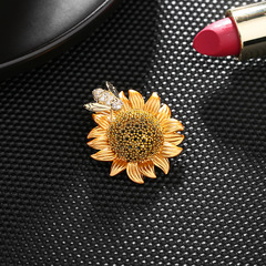 Subtle Design Sunflower Overlay Blouse Women's Suit Cardigan Sun Protection Pin Little Bee Sunflower Brooch