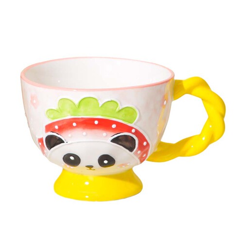 Hand-painted Relief Ceramic Cup Breakfast Cup Creative Mugs Cartoon Cute Milk Cup Oat Milk Home Use Cups