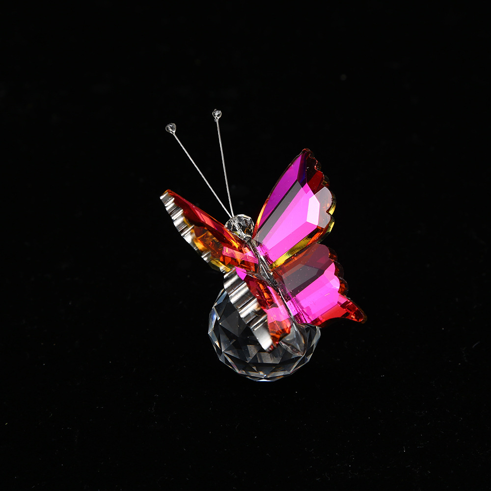 Luxury Crystal Butterfly Desktop Ornament, Iridescent Gradient Faceted Crystal Ball for Car and Home Decoration, Birthday Gift