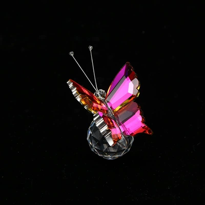 for Car and Home Decoration, Car ornaments - rose-red-gradient-crystal-butterfly-ornament
